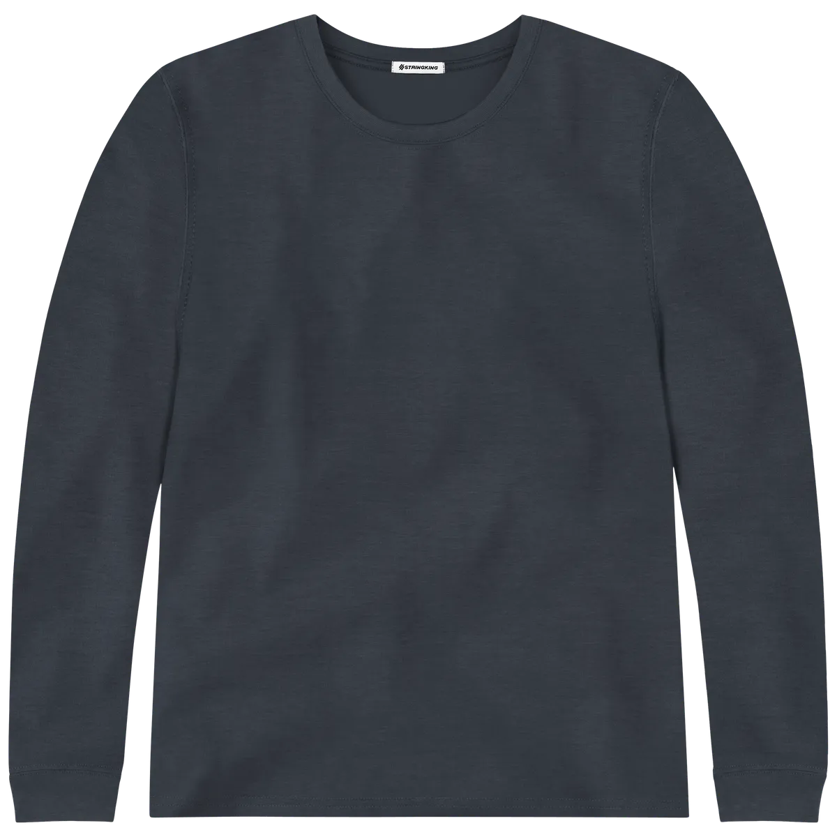 StringKing Men's FlexStyle Long Sleeve Crewneck T-Shirt - Relaxed Fit, India Ink, Front