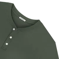 StringKing Men's Pima Jersey Short Sleeve Henley - Relaxed Fit, Moss, Detail