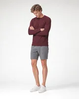StringKing Men's Pima Jersey Long Sleeve Pocket Tee - Sharp Fit, New Maroon, Full Front Angle - Human Model