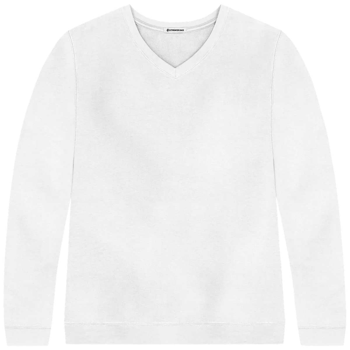 StringKing Women's Pima Cotton V-Neck Sweatshirt - Relaxed Fit, White, Front