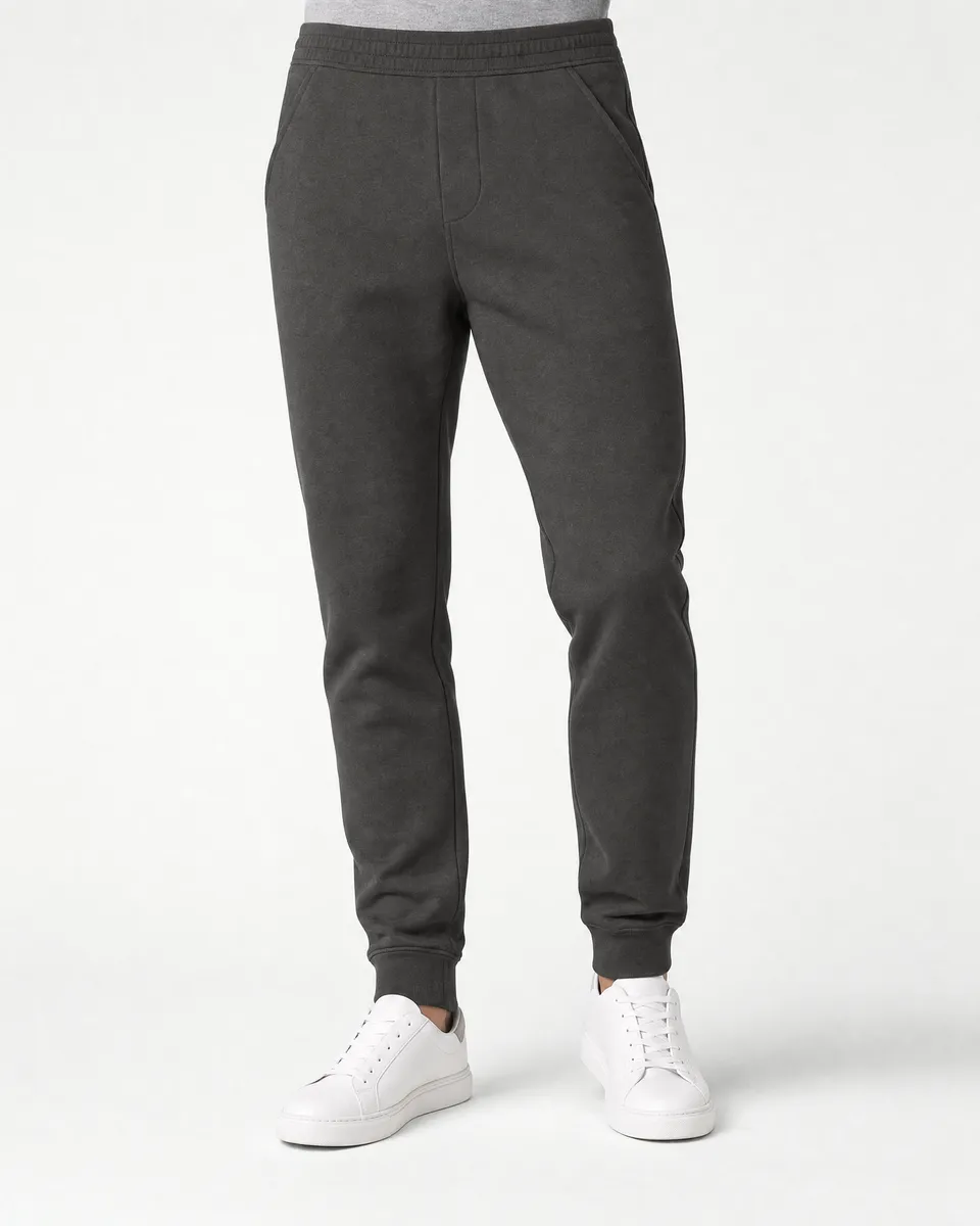 StringKing Men's Pima Terry Sweatpants - Sharp Fit, Peat, Full Front - Human Model - Waist to Feet