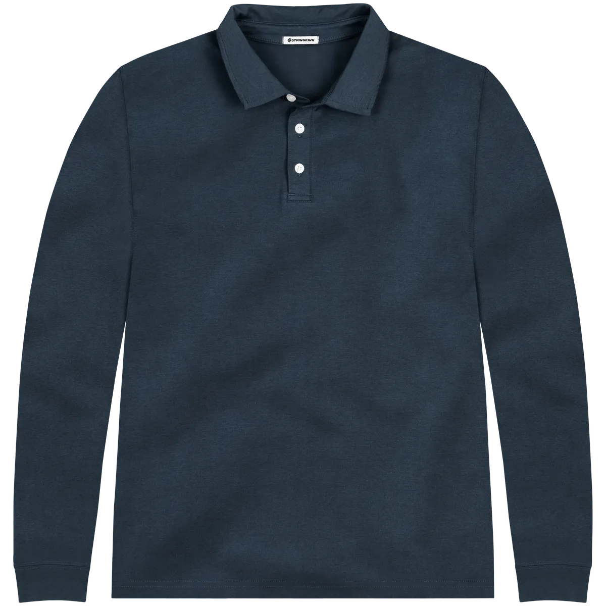 StringKing Men's Pima Cotton Long Sleeve Polo - Sharp Fit, Navy, Front