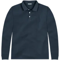 StringKing Men's Pima Cotton Long Sleeve Polo - Sharp Fit, Navy, Front
