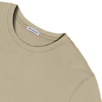 StringKing Men's Pima Cotton Long Sleeve Crewneck T-Shirt - Relaxed Fit, Warm Khaki, Detail