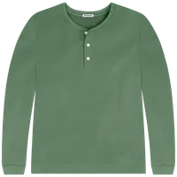StringKing Men's Pima Cotton Henley Sweatshirt - Sharp Fit, Green, Front