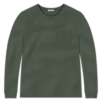 StringKing Men's Pima Jersey Long Sleeve Pocket Tee - Sharp Fit, Moss, Front