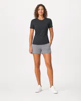 StringKing Women's Pima Terry Tee - Sharp Fit, Black, Full Front - Human Model