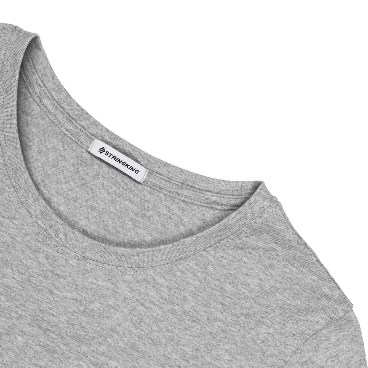StringKing Women's Pima Cotton Long Sleeve Crewneck T-Shirt - Sharp Fit, Heather Gray, Detail