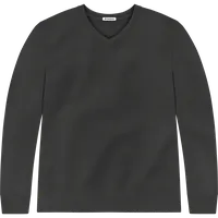 StringKing Men's Pima Terry Long Sleeve V-Neck Tee - Sharp Fit, Black, Front