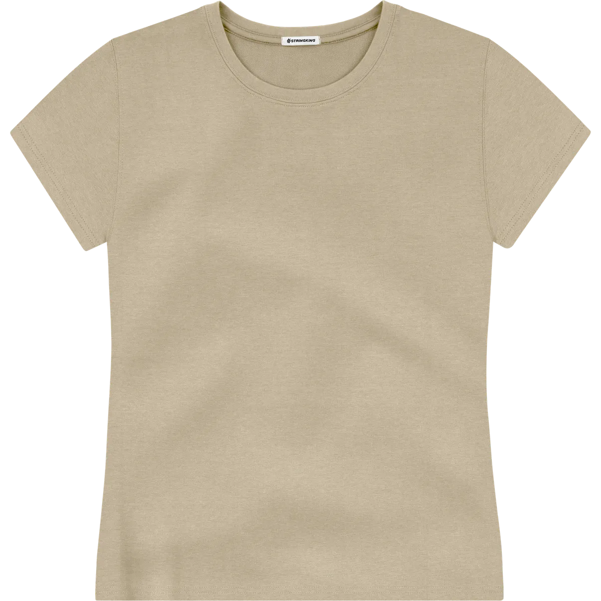 StringKing Women's Heavy Pima Cotton T-Shirt - Relaxed Fit, Warm Khaki, Front