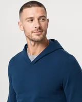 StringKing Men's StayWarm Hoodie - Sharp Fit, Navy Blue, Collar Shoulder - Human Model