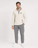 StringKing Men's Polartec Fleece Quarter Zip with Pockets - Relaxed Fit, Jet Stream, Full Front - Human Model - Top of head to Knees