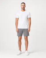 StringKing Men's Pima Terry Tee - Sharp Fit, White, Full Front - Human Model - Top of head to Knees
