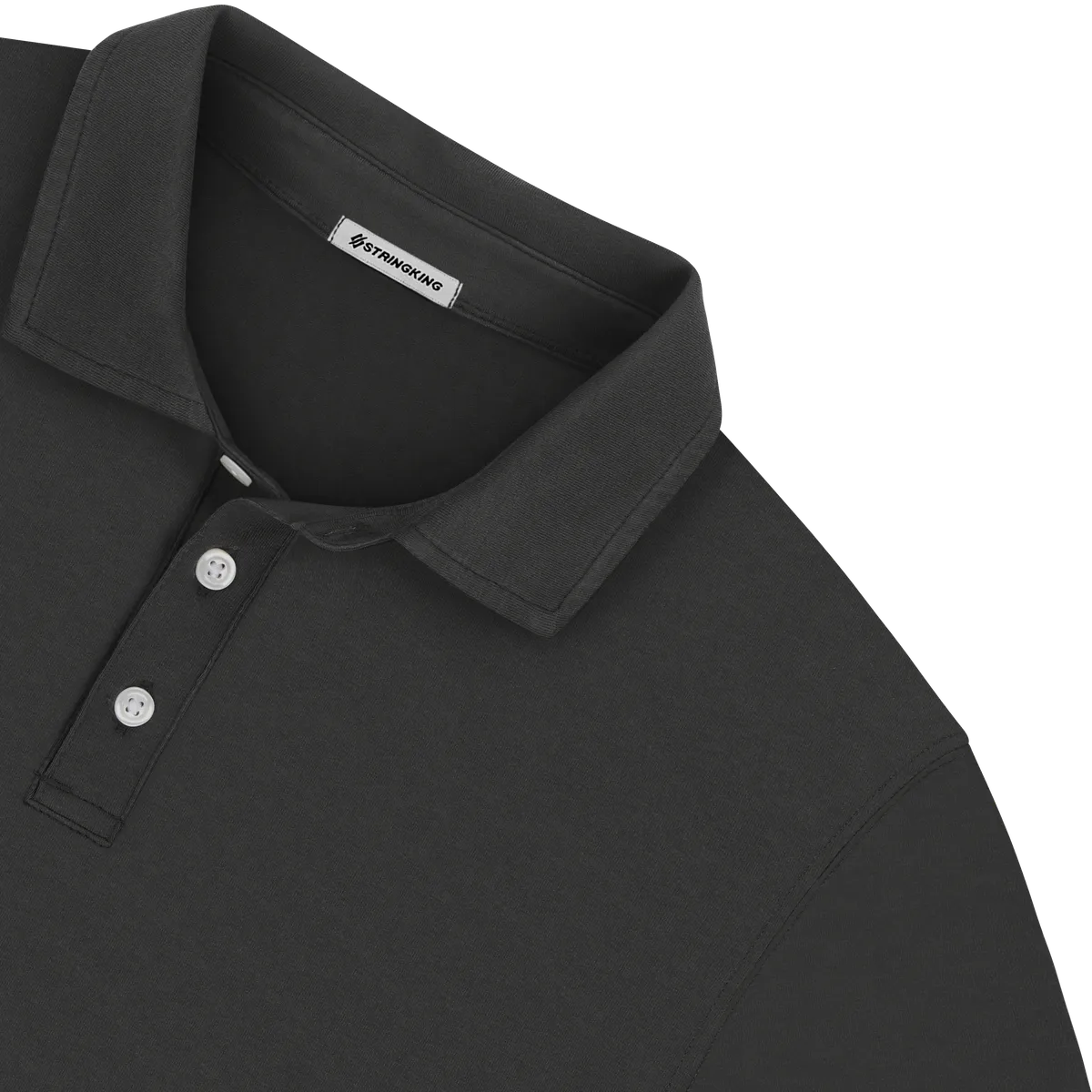 StringKing Men's Pima Jersey Signature Polo Multi - Relaxed Fit, Black, Detail