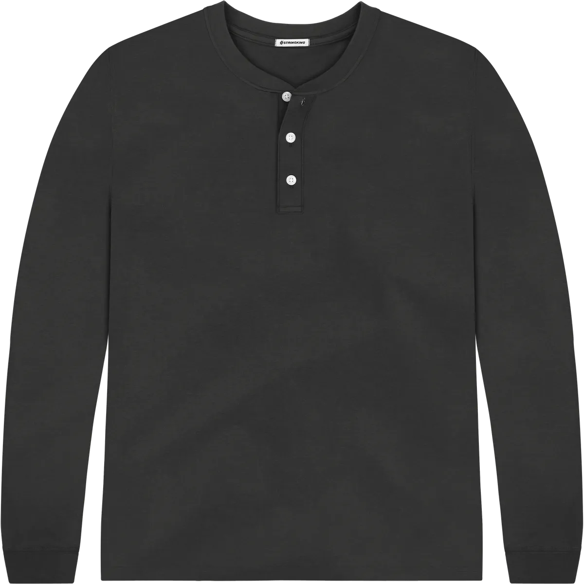StringKing Men's Pima Jersey Henley - Relaxed Fit, Black, Front