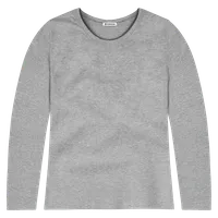 StringKing Women's Pima Cotton Long Sleeve Crewneck T-Shirt - Sharp Fit, Heather Gray, Front