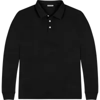 StringKing Men's Pima Cotton Long Sleeve Polo - Relaxed Fit, Black, Front