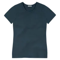 StringKing Women's Pima Cotton Short Sleeve Crewneck T-Shirt - Sharp Fit, Navy, Front