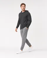 StringKing Men's StayCool Hoodie - Relaxed Fit, Black, Full Front Angle - Human Model