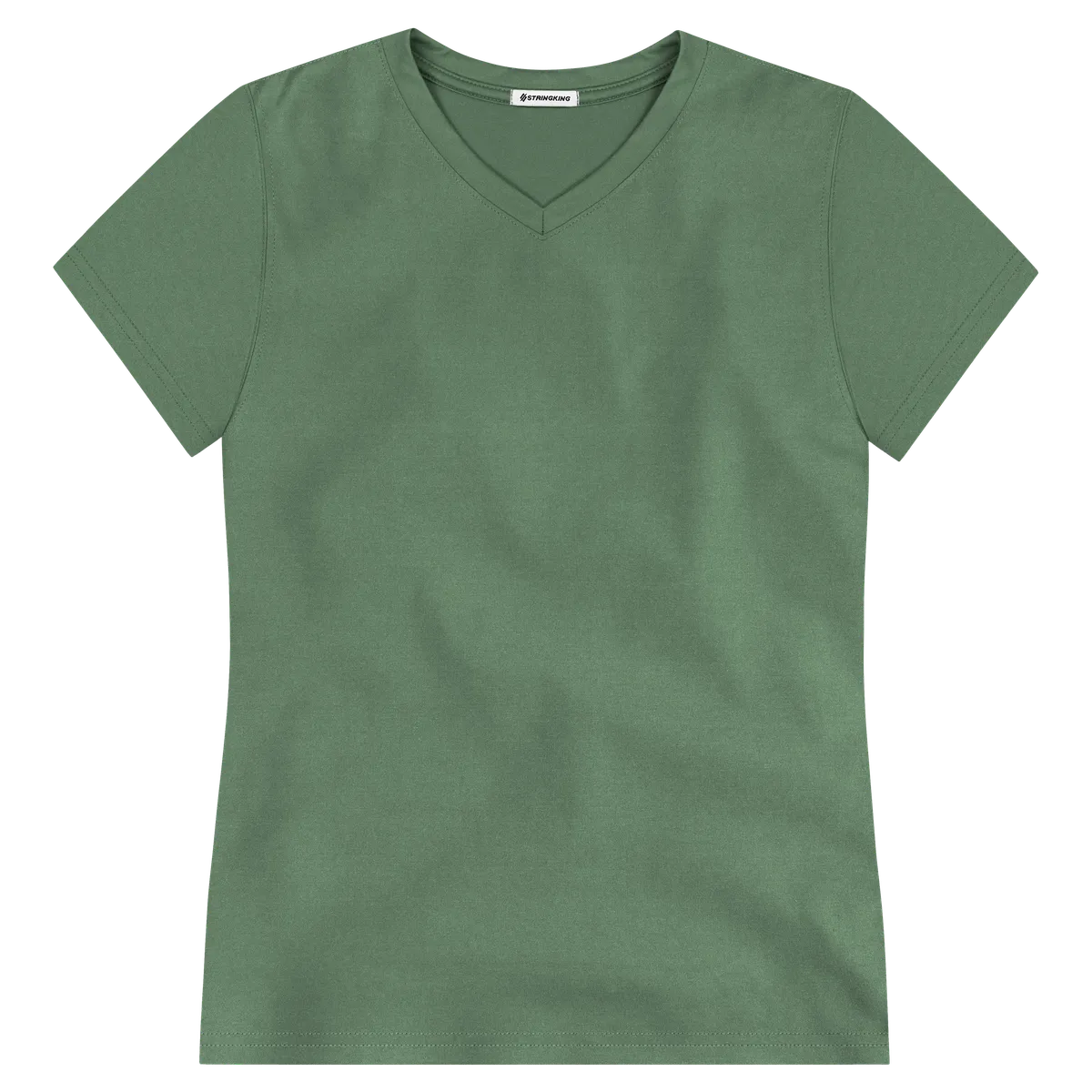 StringKing Women's FlexTech Short Sleeve V-Neck T-Shirt - Sharp Fit, Green, Front