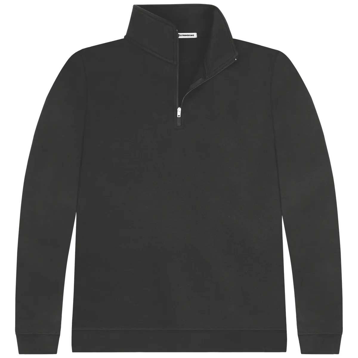 StringKing Men's Pima Cotton Quarter Zip - Relaxed Fit, Black, Front