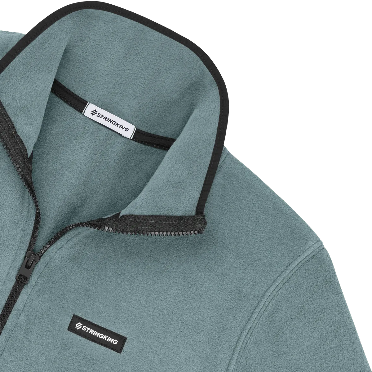 StringKing Men's Polartec Half Zip - Sharp Fit, Slate Top, Avenue Green Bottom, Slate Sleeves, Black Trim, Detail