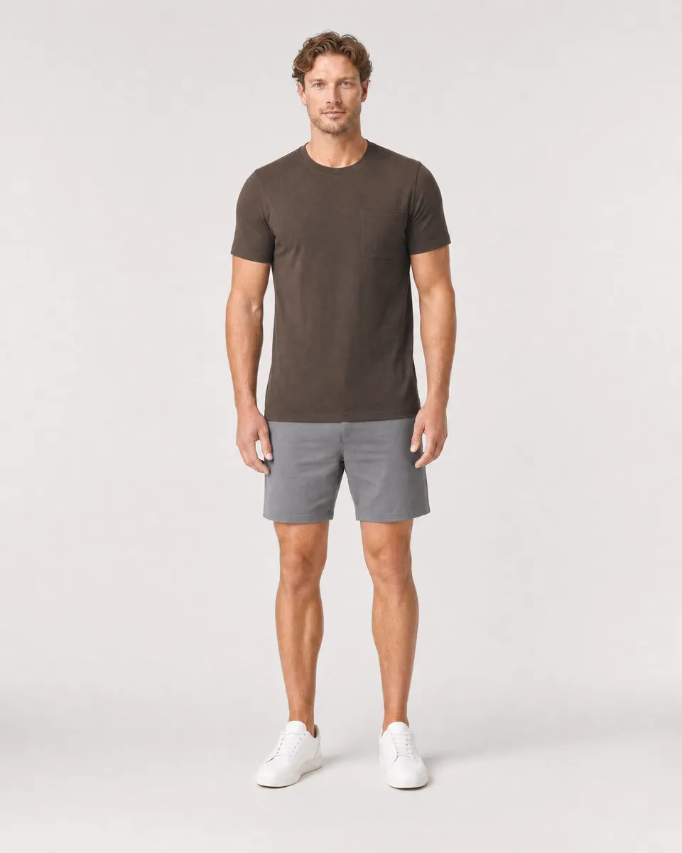 StringKing Men's Pima Jersey Pocket Tee - Sharp Fit, Wren, Full Front - Human Model