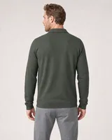 StringKing Men's Pima Terry Long Sleeve Polo - Sharp Fit, Moss, Full Back - Human Model - Top of head to Mid-thigh