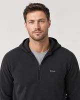 StringKing Men's Polartec Fleece Quarter Zip Hoodie with Pockets - Sharp Fit, Meteorite, Collar Shoulder - Human Model