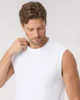 StringKing Men's StayWarm Tank Top - Sharp Fit, White, Collar Shoulder - Human Model