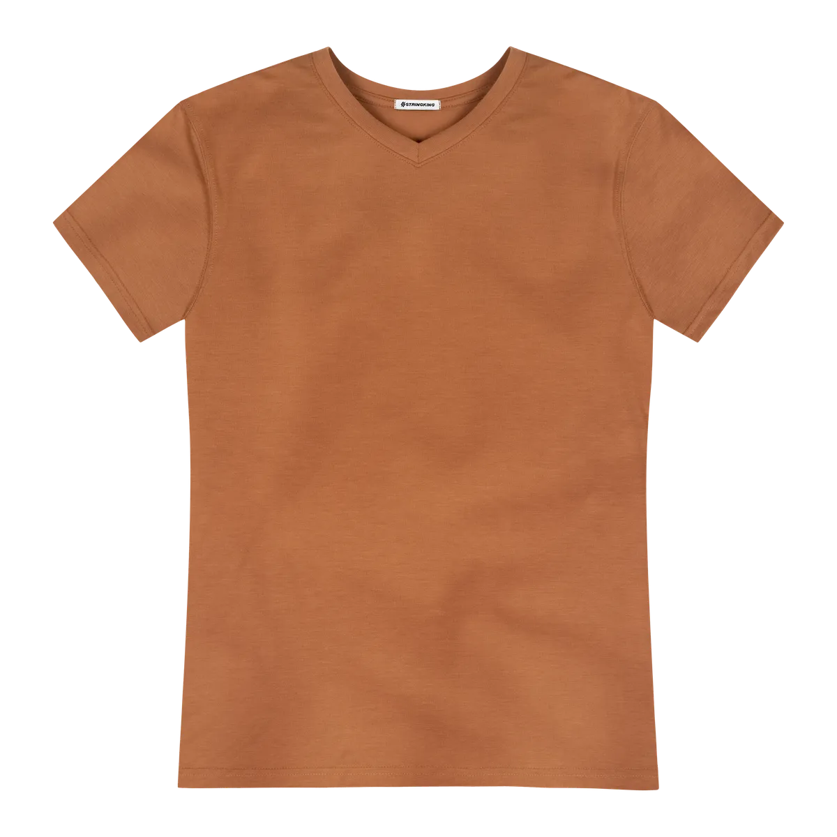 StringKing Men's FlexStyle Short Sleeve V-Neck T-Shirt - Sharp Fit, Bombay Brown, Front