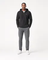 StringKing Men's Polartec Fleece Quarter Zip Hoodie with Pockets - Relaxed Fit, Meteorite, Full Front - Human Model