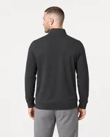 StringKing Men's StayWarm Quarter Zip - Relaxed Fit, Black, Full Back - Human Model - Top of head to Mid-thigh
