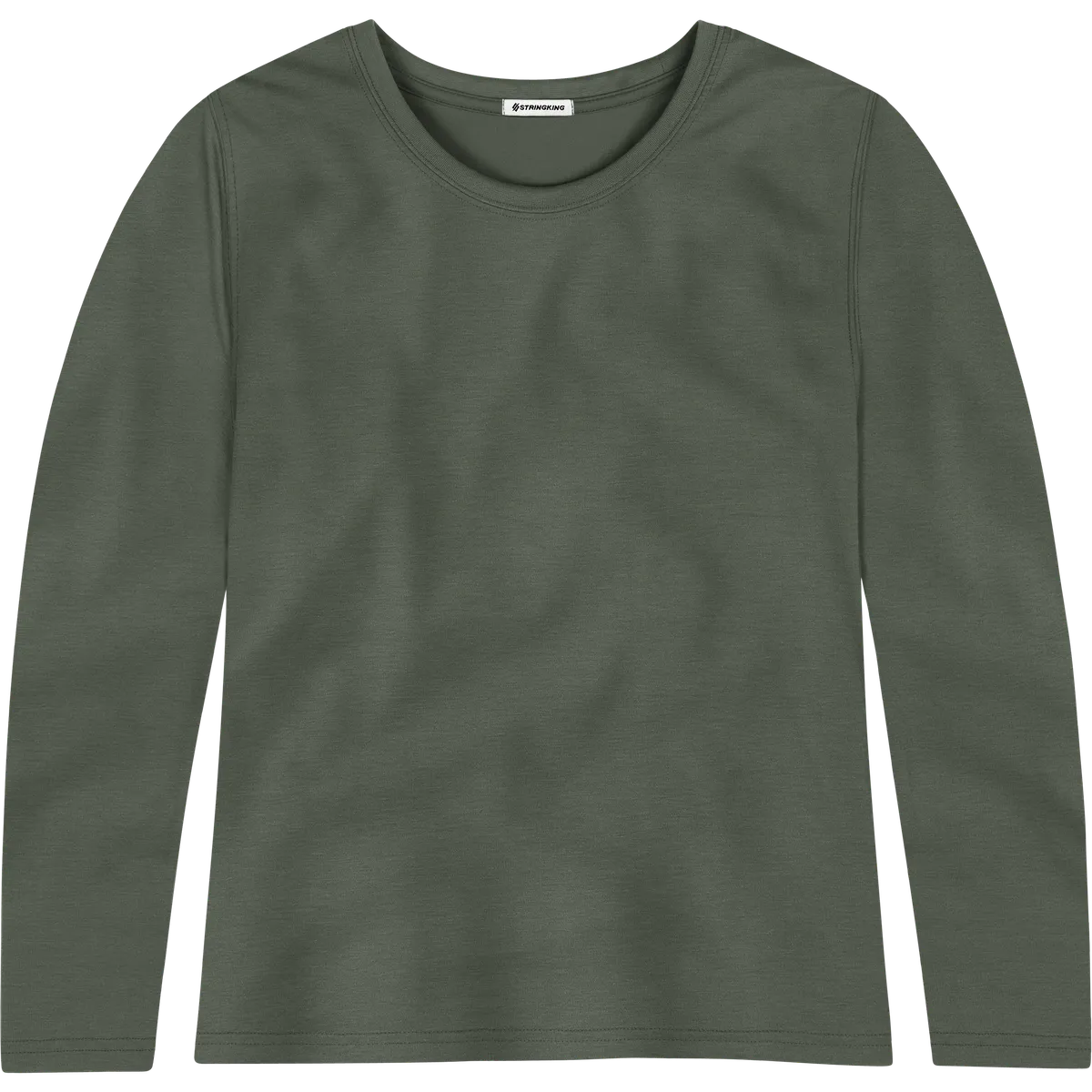 StringKing Women's FlexStyle Long Sleeve Crewneck T-Shirt - Relaxed Fit, Thyme, Front