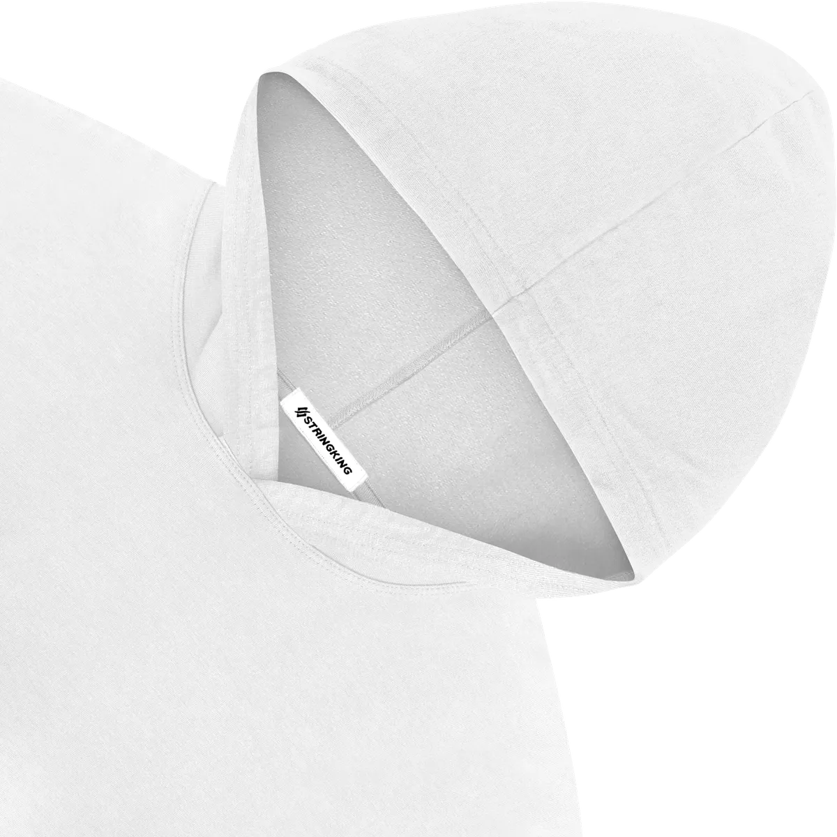 StringKing Men's Pima Jersey Hoodie - Sharp Fit, White, Detail