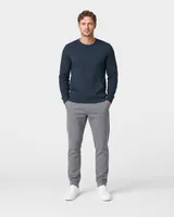 StringKing Men's Pima Terry Crew Sweatshirt - Sharp Fit, Navy, Full Front - Human Model