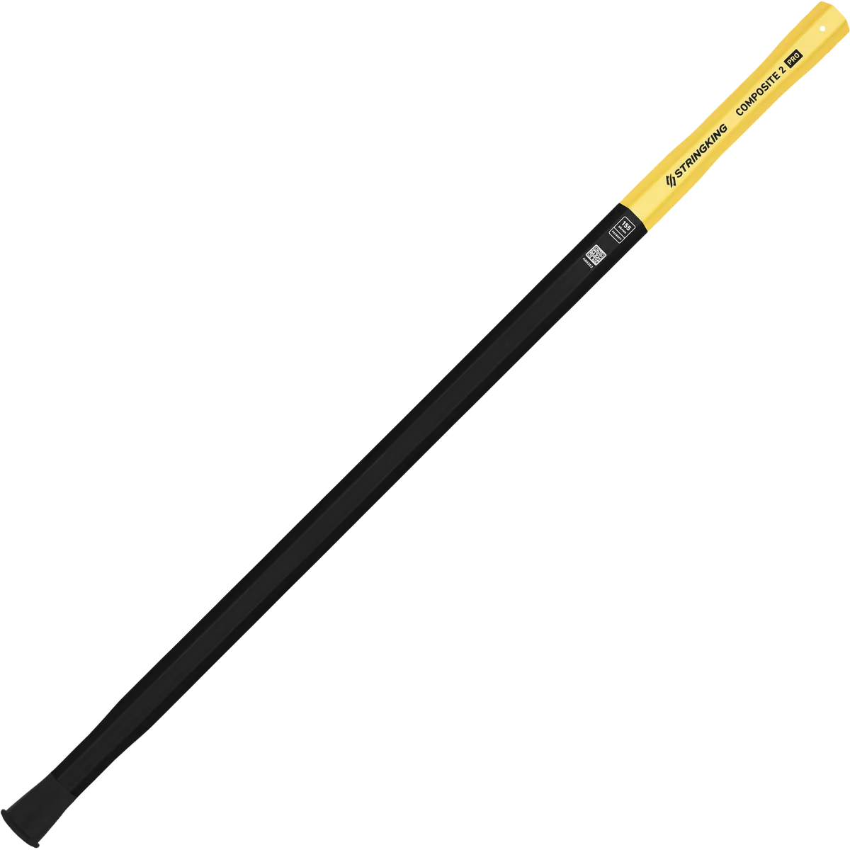 StringKing Composite 2 Pro Faceoff Double Lever - 155 Grams, Black / Yellow, Full Length, Angled, Right Side, With Butt End