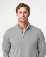 StringKing Men's StayCool Quarter Zip - Relaxed Fit, Gray, Collar Shoulder - Human Model