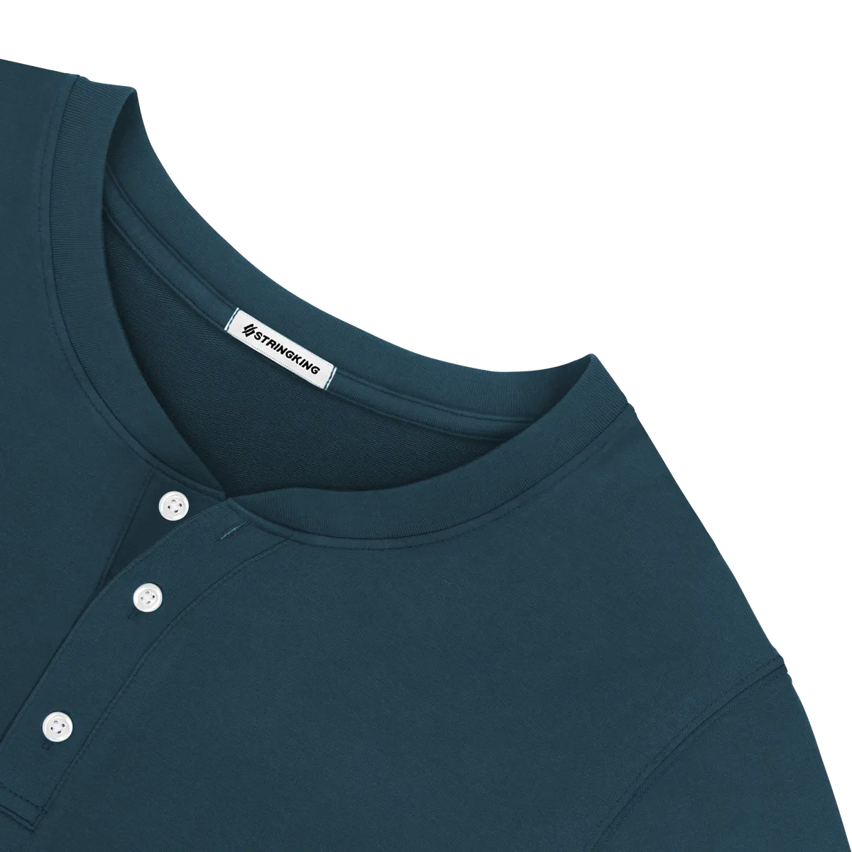 StringKing Men's Pima Terry Henley - Sharp Fit, Navy, Detail