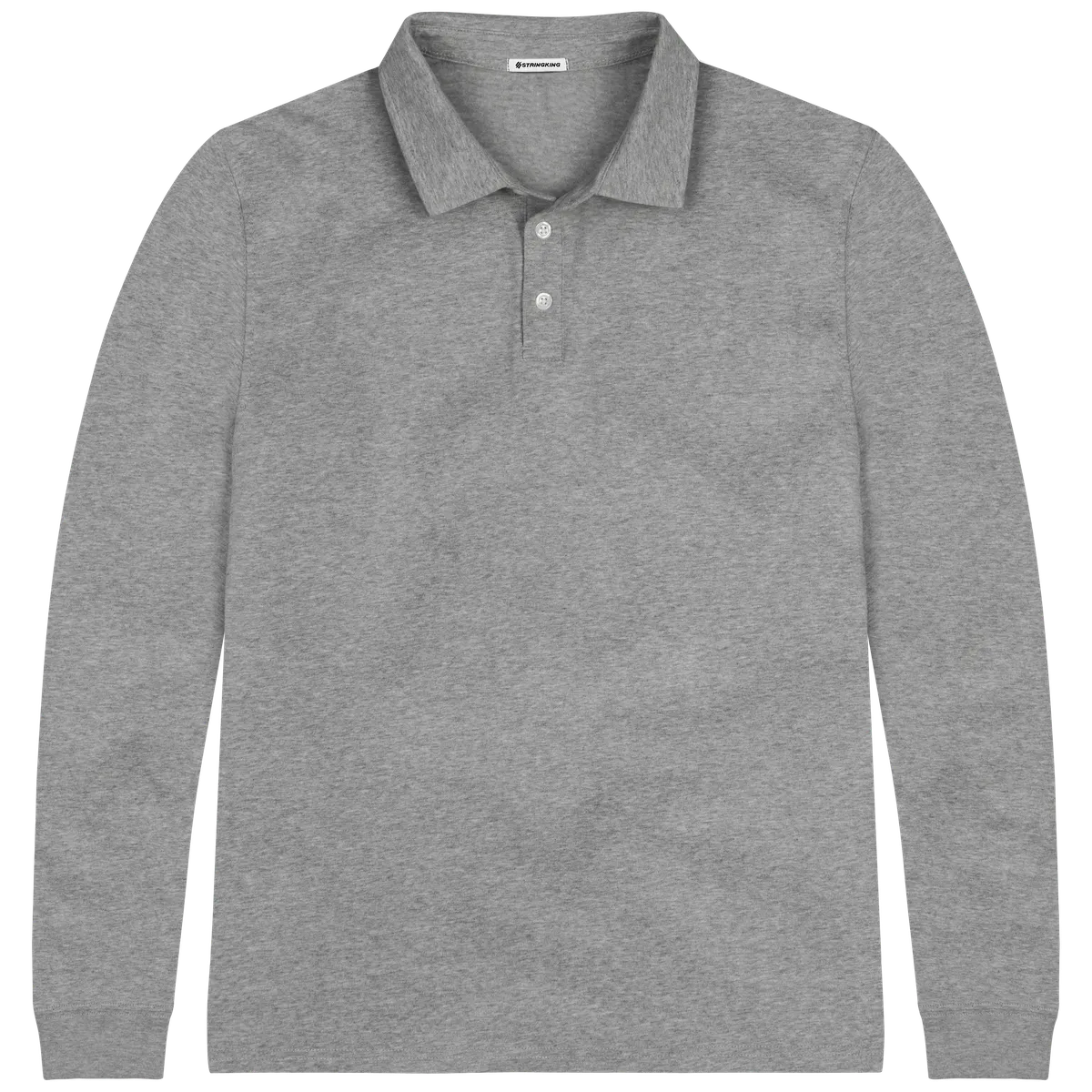 StringKing Men's Pima Cotton Long Sleeve Polo - Relaxed Fit, Heather Gray, Front
