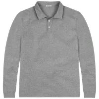 StringKing Men's Pima Cotton Long Sleeve Polo - Relaxed Fit, Heather Gray, Front