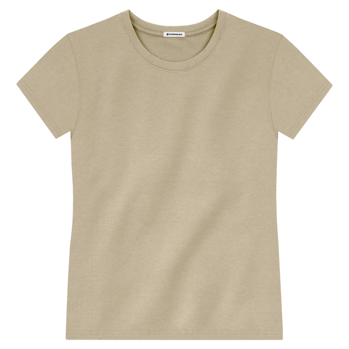 StringKing Women's Heavy Pima Cotton T-Shirt - Sharp Fit, Warm Khaki, Front