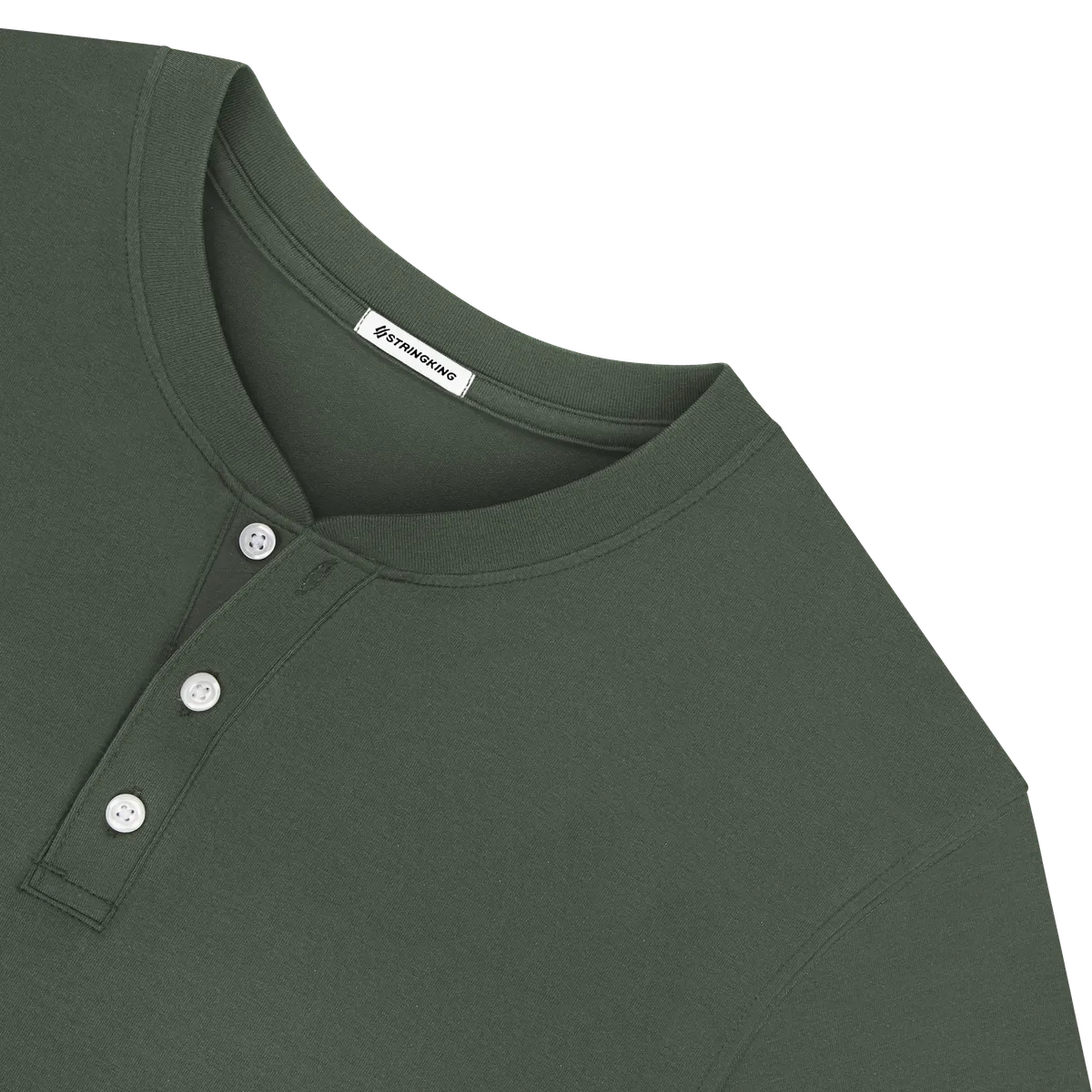 StringKing Men's Pima Jersey Henley - Relaxed Fit, Moss, Detail