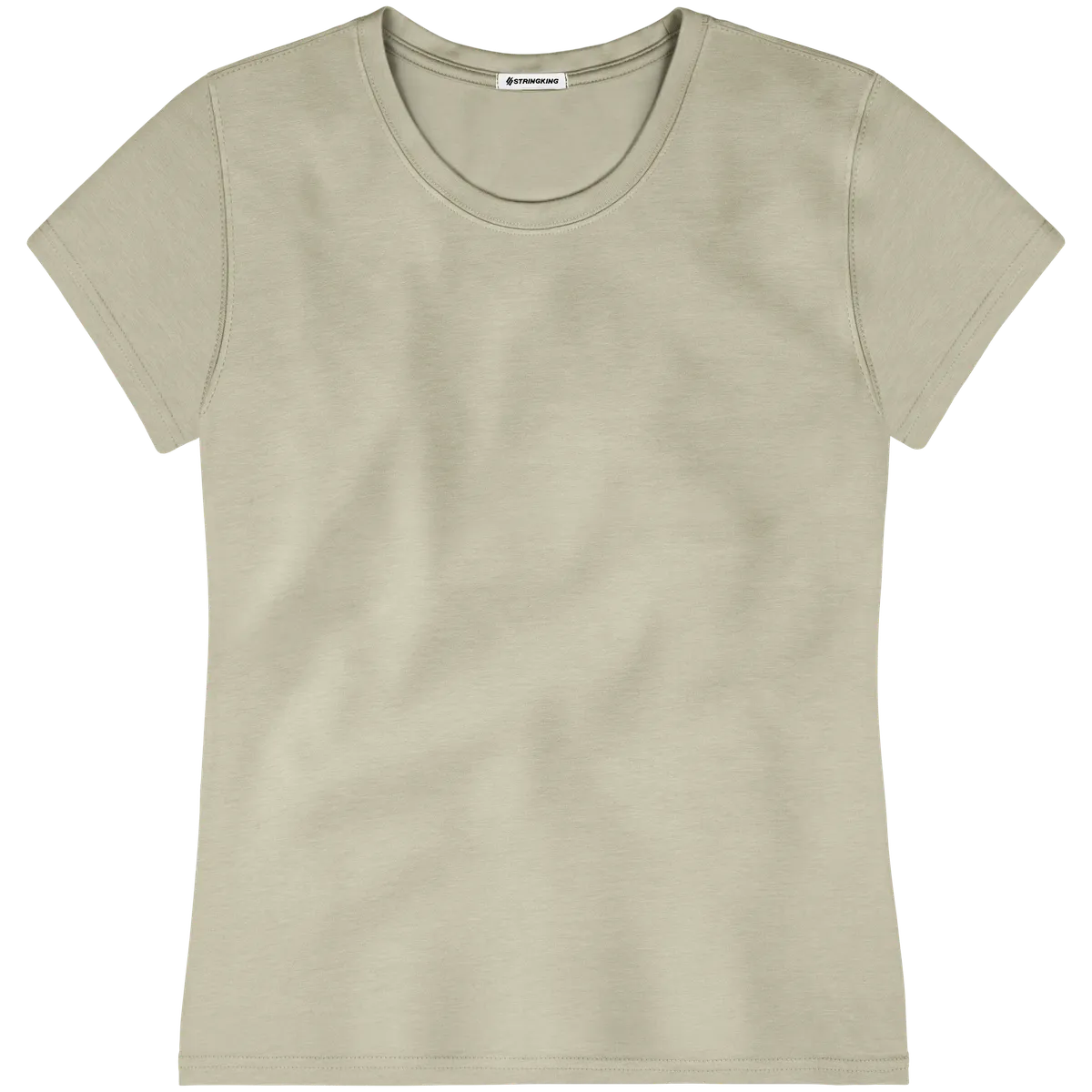 StringKing Women's Pima Cotton Short Sleeve Crewneck T-Shirt - Relaxed Fit, Khaki Green, Front
