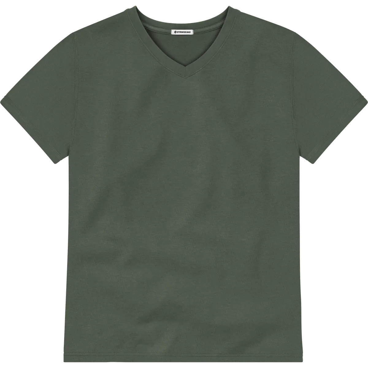 StringKing Men's Pima Terry V-Neck Tee - Relaxed Fit, Moss, Front