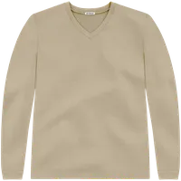 StringKing Men's Heavy Pima Cotton Long Sleeve V-Neck T-Shirt - Sharp Fit, Warm Khaki, Front