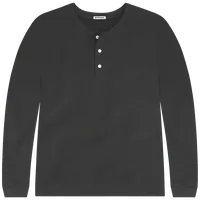 StringKing Men's Pima Cotton Henley Sweatshirt - Sharp Fit, Black, Front