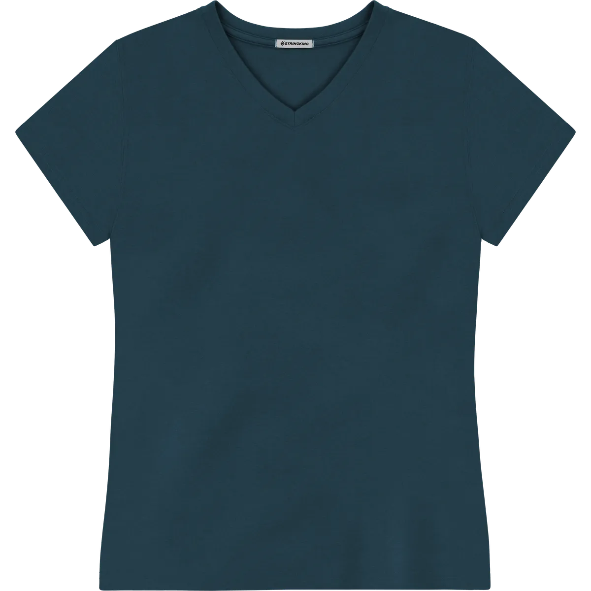 StringKing Women's Pima Jersey V-Neck Tee - Relaxed Fit, Navy, Front