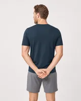 StringKing Men's Pima Terry Tee - Sharp Fit, Navy, Full Back - Human Model - Top of head to Mid-thigh