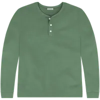 StringKing Men's Pima Cotton Long Sleeve Henley - Relaxed Fit, Green, Front